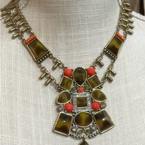 Silpada Statement Necklace with Brown and Red Accents